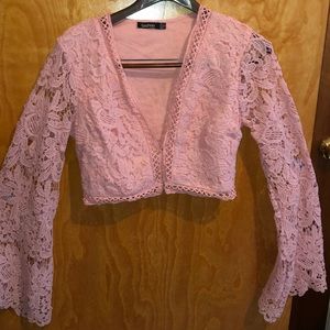 Flare Sleeve Lace Crochet Blouse